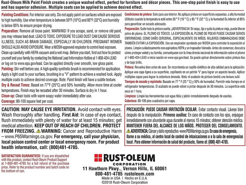 رست أوليوم طلاء حليبي من Rust-Oleum 331049-2PK، ربع لتر، أبيض كلاسيكي، 32 أونصة سائلة (عبوة من قطعتين) - Image 5